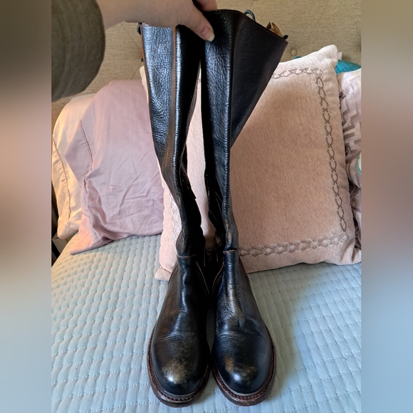 Bed Stu Manchester Distressed Leather Upper High Boots with Lace Accents - Picture 14 of 15